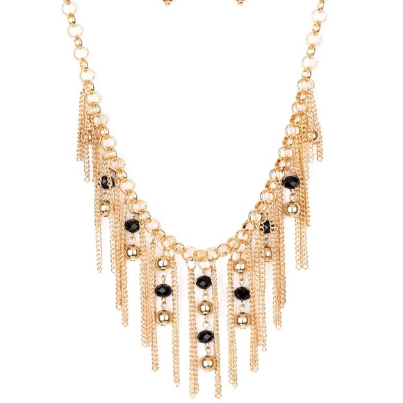Two Gold and Black Necklace and Earring Set. - Picture 5 of 5